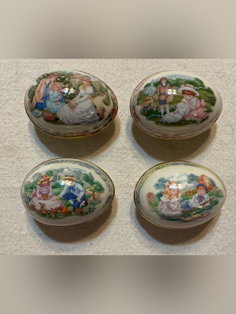 Vintage Lenox Easter Egg Trinket Set (4) 1990-1993 Limited Edition